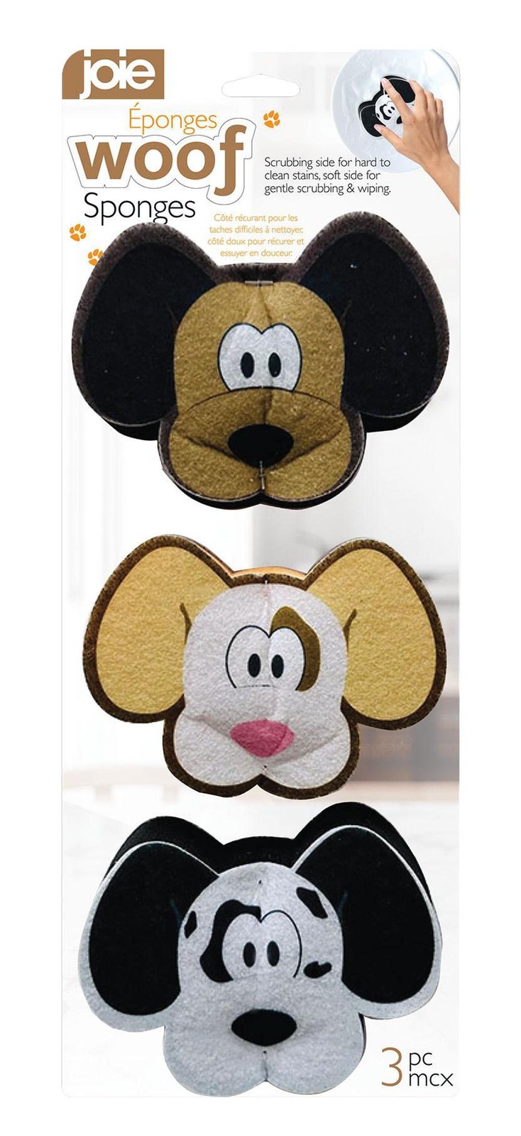 Joie Woof Sponges, 3 Pack – 12.4x8x3cm