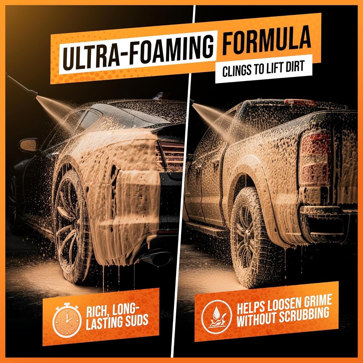 Orange Foam Car Wash Soap – pH Balanced Super Soapy Shampoo & Surface Cleaner…