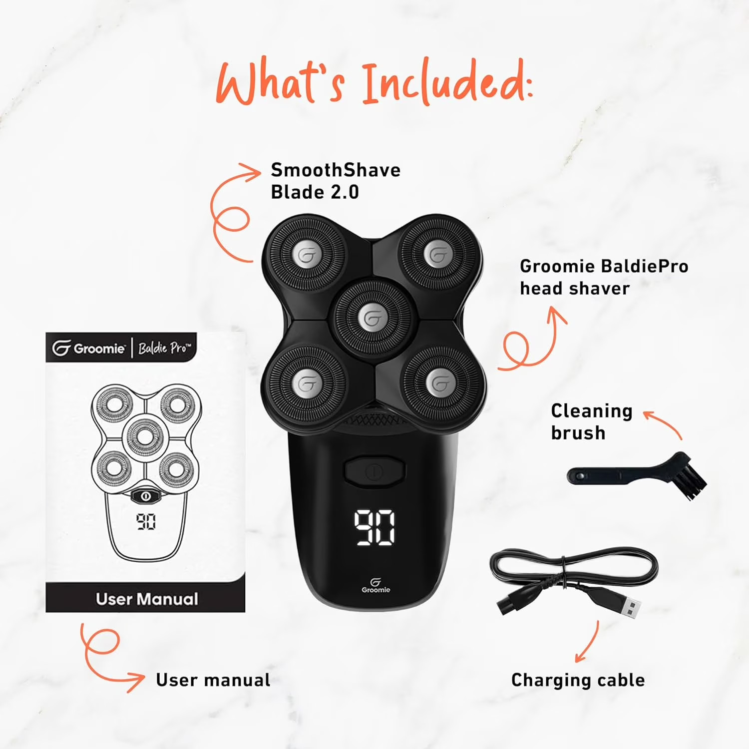 Groomie Cordless BaldiePro Electric Shaver Type Head Grooming Starter Kit