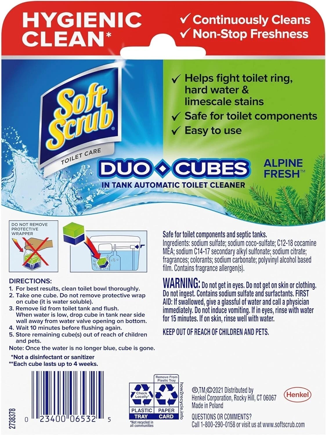 Soft Scrub in-Tank Toilet Cleaner Duo-Cubes, Alpine Fresh, 4 Count..