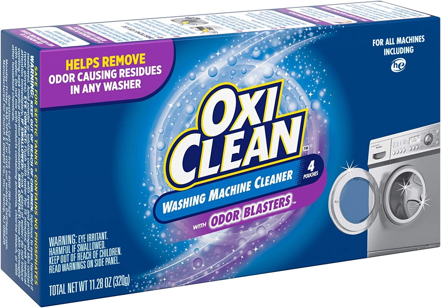 OxiClean Washing Machine Cleaner W/ Odor Blasters All Machines Cleaner, 4 Count