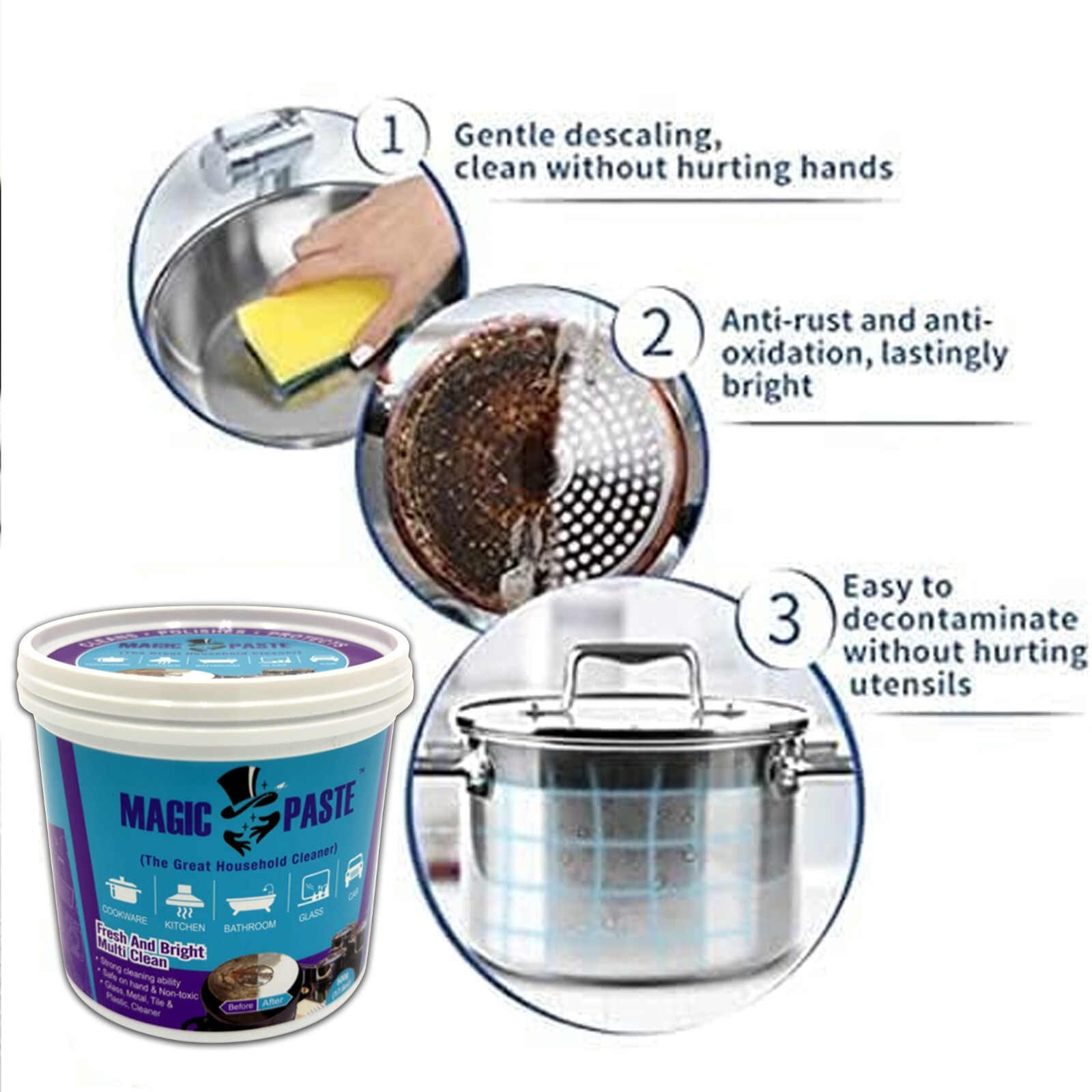 Magic Paste™ All-Purpose Cleaning Paste – 16 oz.–For Dishes, Metals, Glass etc..