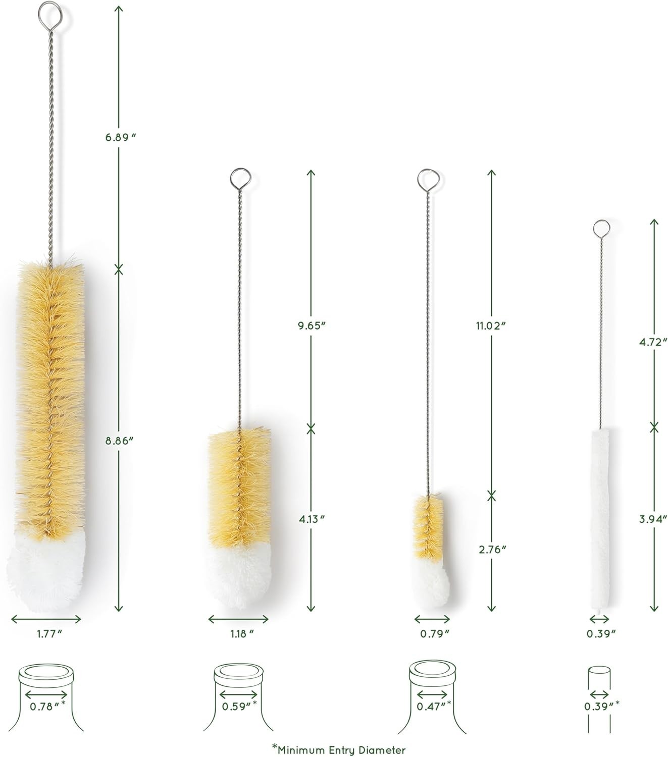 Bottle Cleaner Brush Set | 4 Cleaning Brushes | Bottle Brush Cleaner Set | Wa..