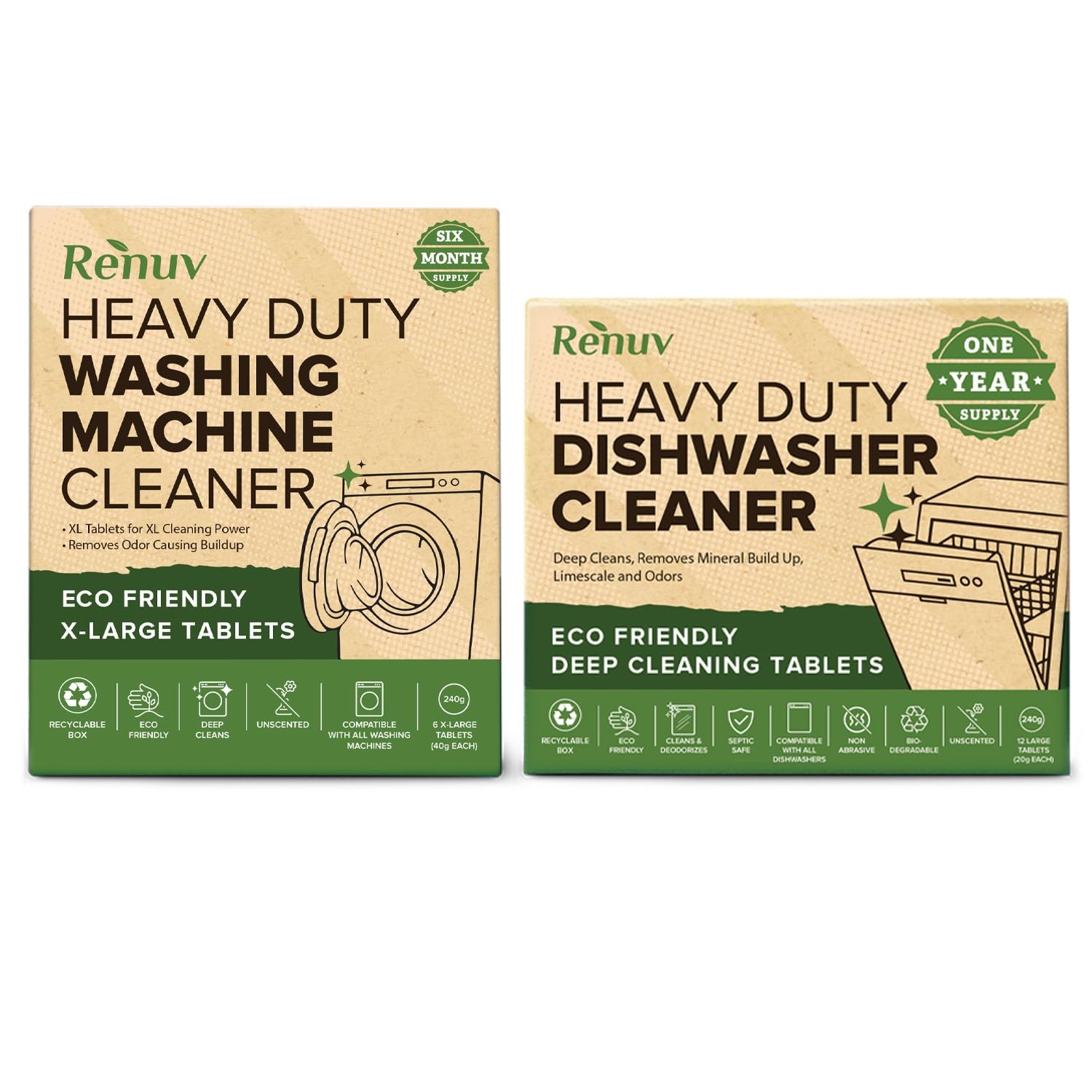 ® Dishwasher Cleaner + Washing Machine Cleaner Bundle – Heavy Duty Appliance …
