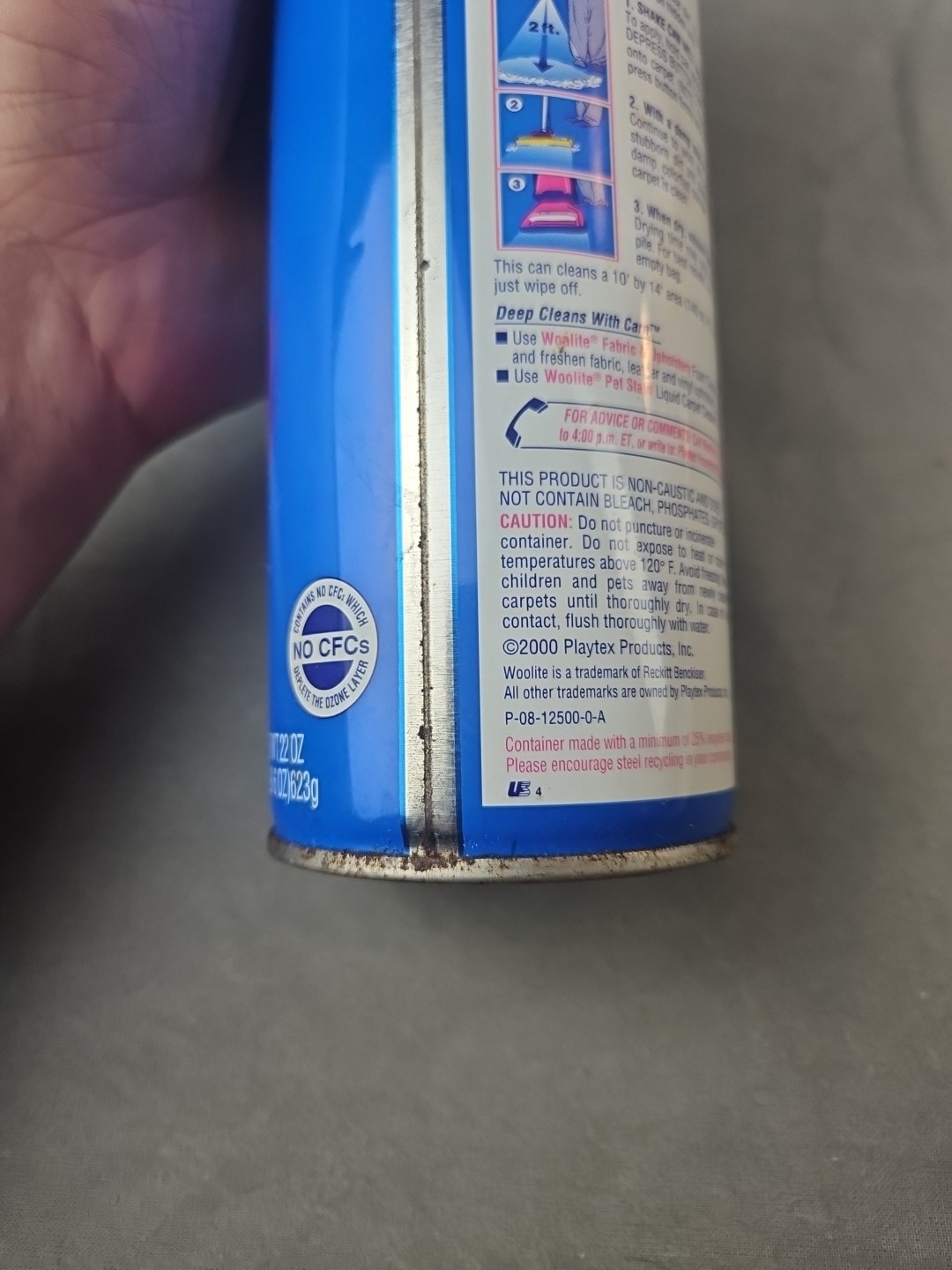 Vintage 2000 WOOLITE Foam Carpet Cleaner~Heavy Traffic~NOS 22oz~Use/Prop
