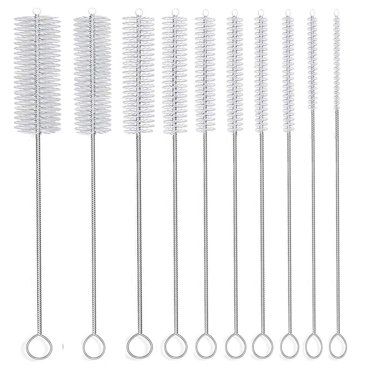Nylon Pipe Brush 8 Inch 10 Diameters Long Straw Brush Cleaner Tube Set