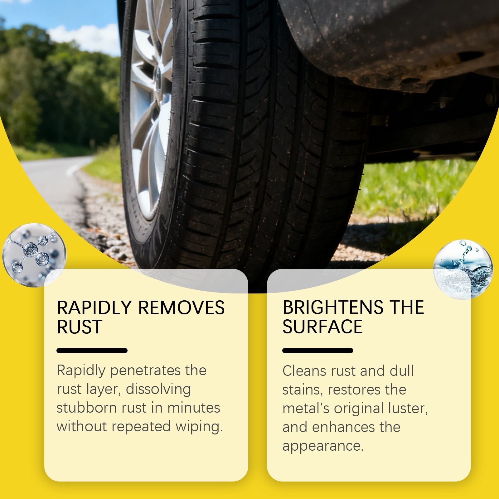 1-3Pcs Automotive Rust Remover Spray, Wheel Clarify,Anti-Rust Lubricant Spray US