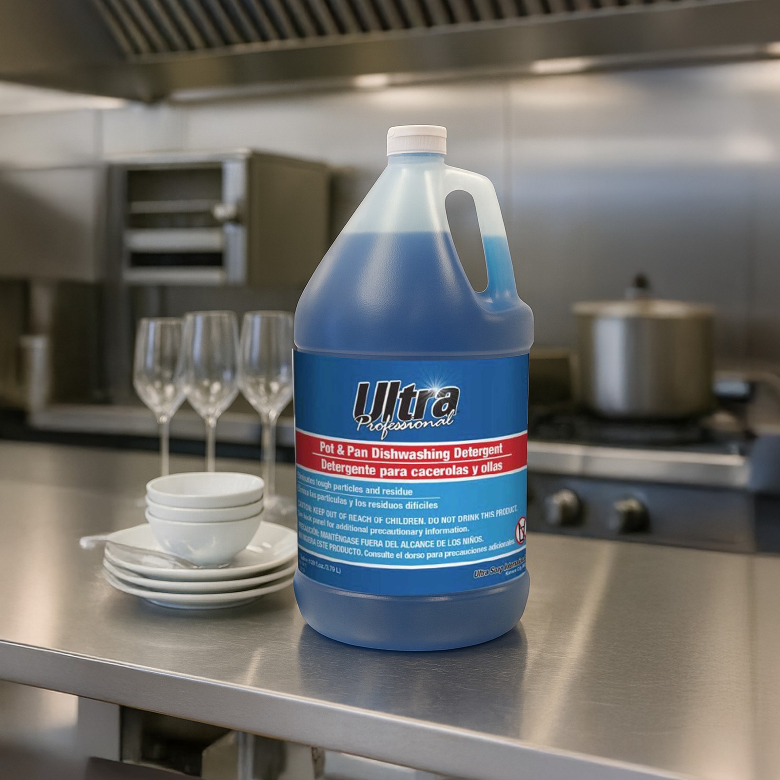 Ultra Professional™ 4 Pack 1 Gal Pots/Pans Dishwashing Detergent, Platinum, Blue