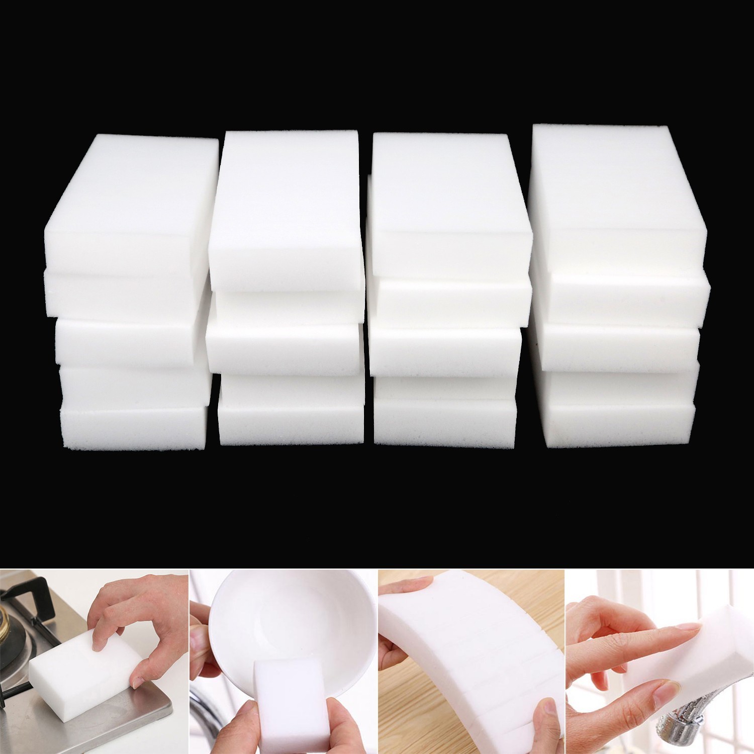 20* Sponge Eraser Cleaning Multi-functional Foam Cleaner Kitchen Tool White Set