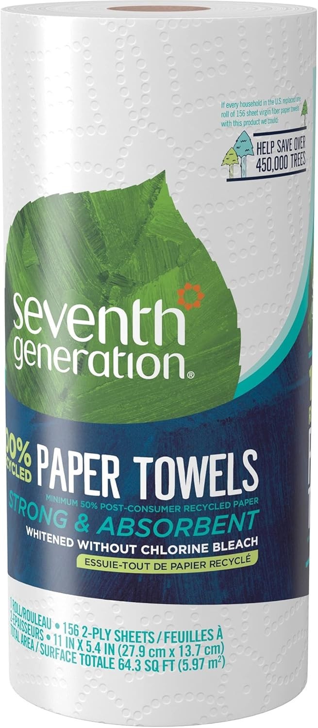 Seventh Generation Paper Towels, 100% Recycled Paper, 2-ply, 24 Rolls (Packagi