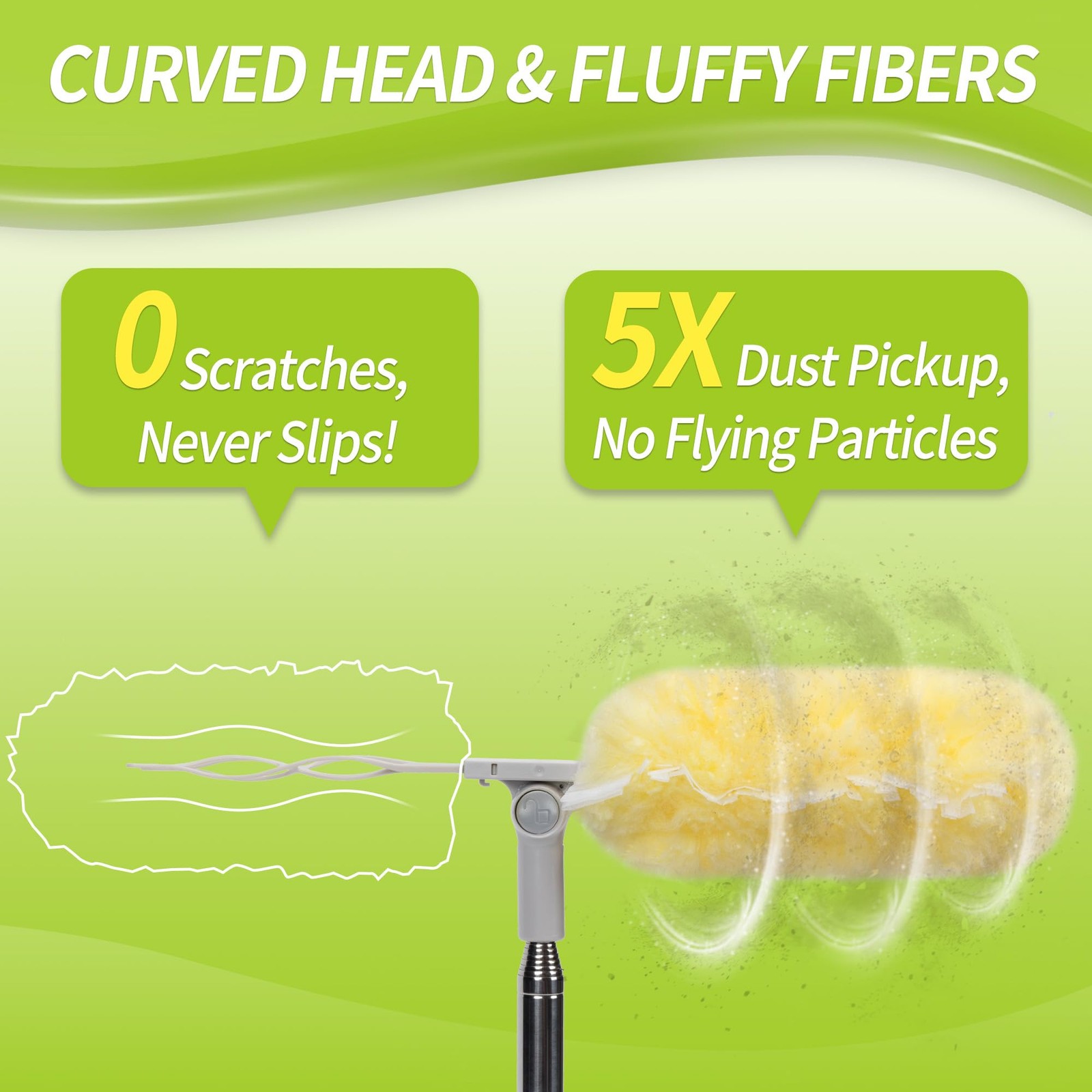 Dual Head Duster with Extended Handle 6 ft, Lockable Extendable Duster Kit wi…
