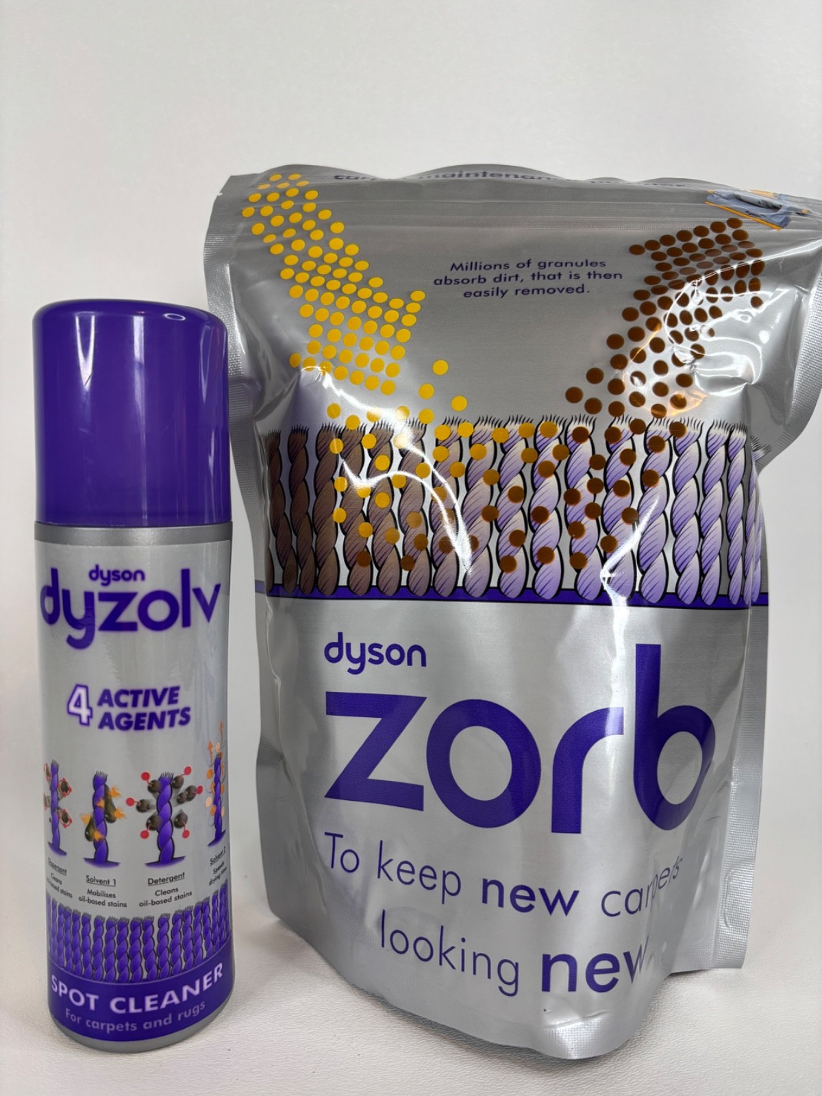 Dyson Zorb Carpet Maintenance Powder 26.5 oz & Spot Cleaner 8.5 oz NEW