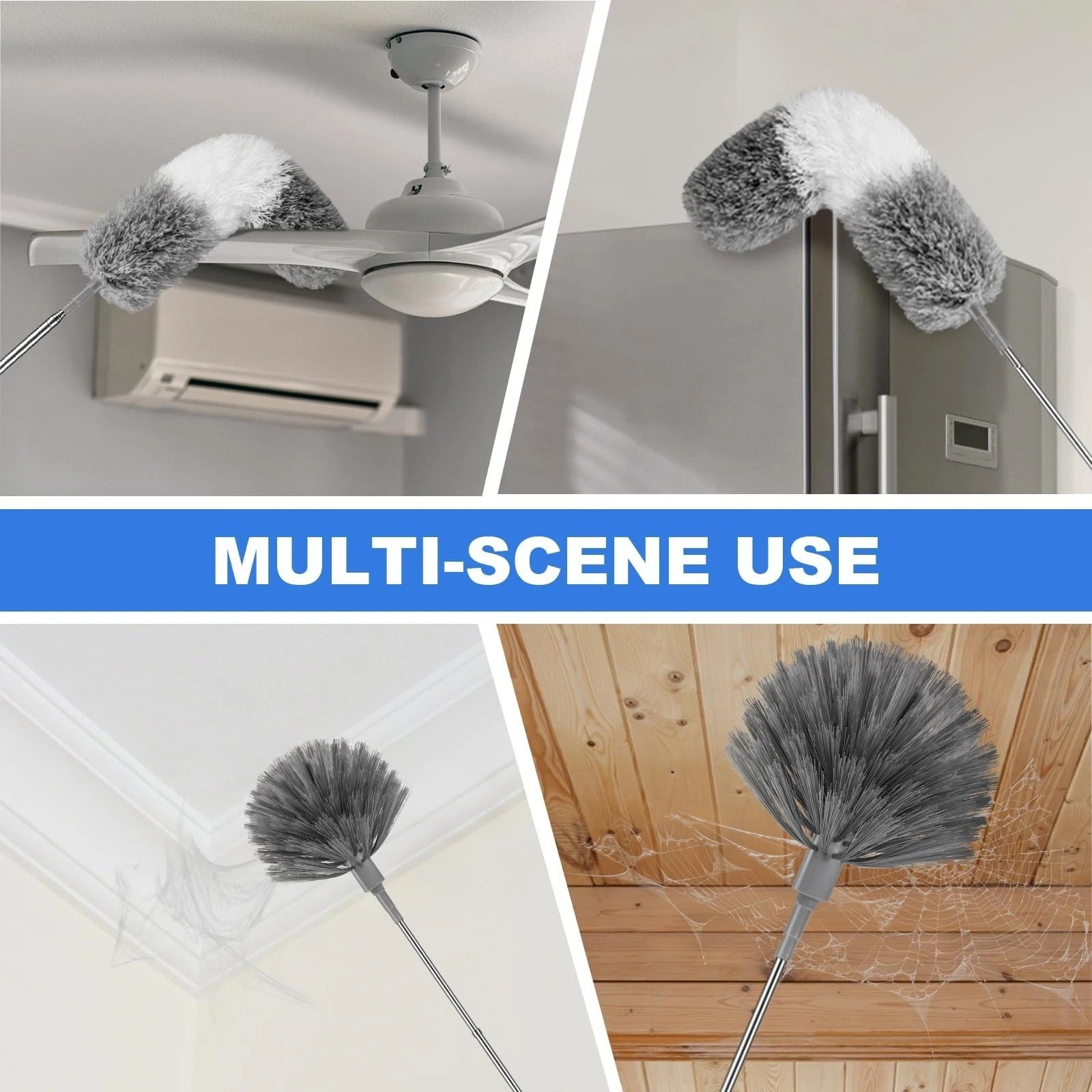 Dusters for Cleaning,Cobweb Duster Feather Duster with Extension Pole,3PCS Ce…
