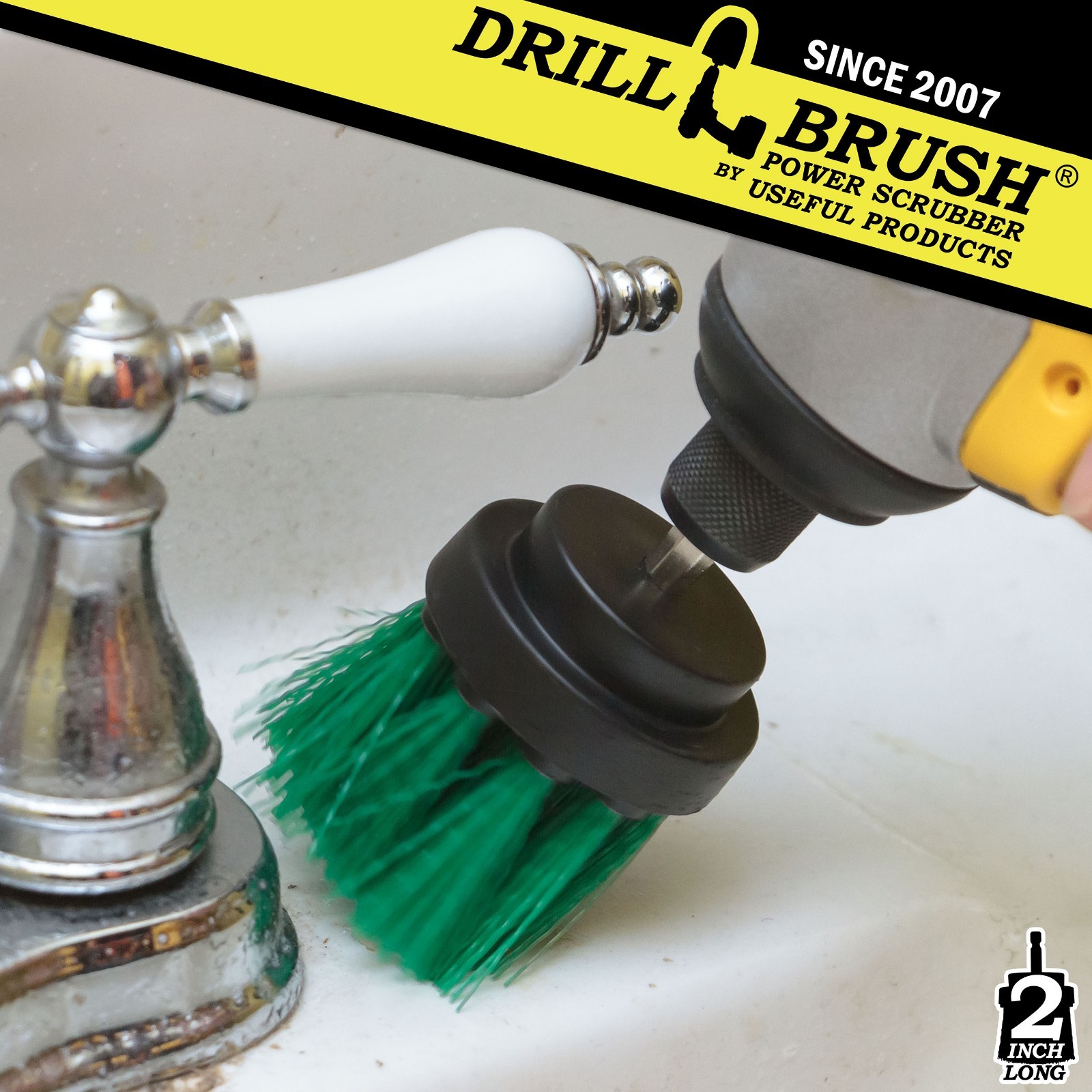 Drill Brush Small 2in Kitchen Scrub Brush for Stove, Oven, Sink,Tile and Grout