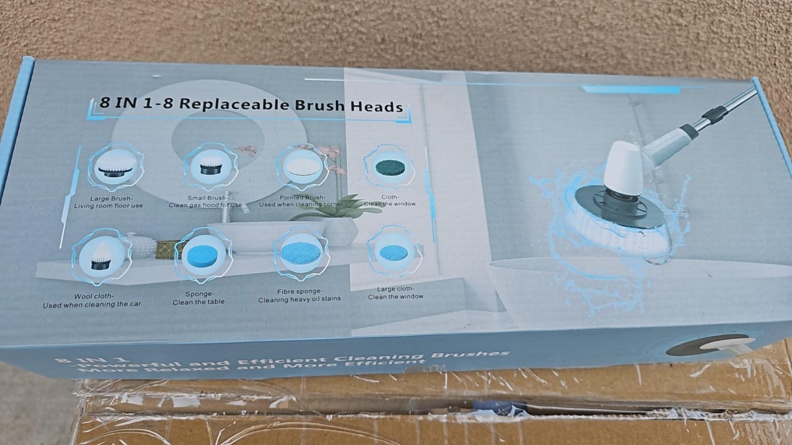 8 IN 1 Electric Spin Scrubber Cordless Power Cleaning Brush Rechargeable Cleaner