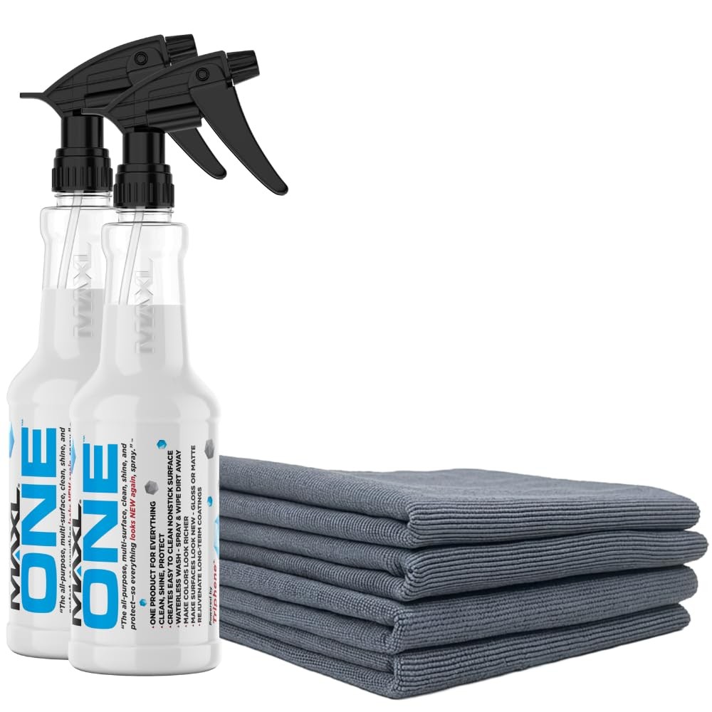 Car Waterless Wash Detailer Kit 2 Pack 20oz Spray Paint Protection 4 Cloths Wax