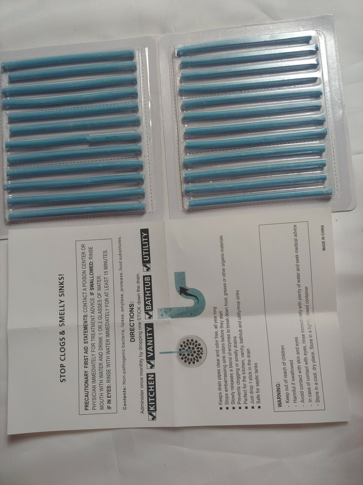 24X Deodorizer Sticks Sani Keeps Drains & Pipes Clean & Odor Free Biodegradable