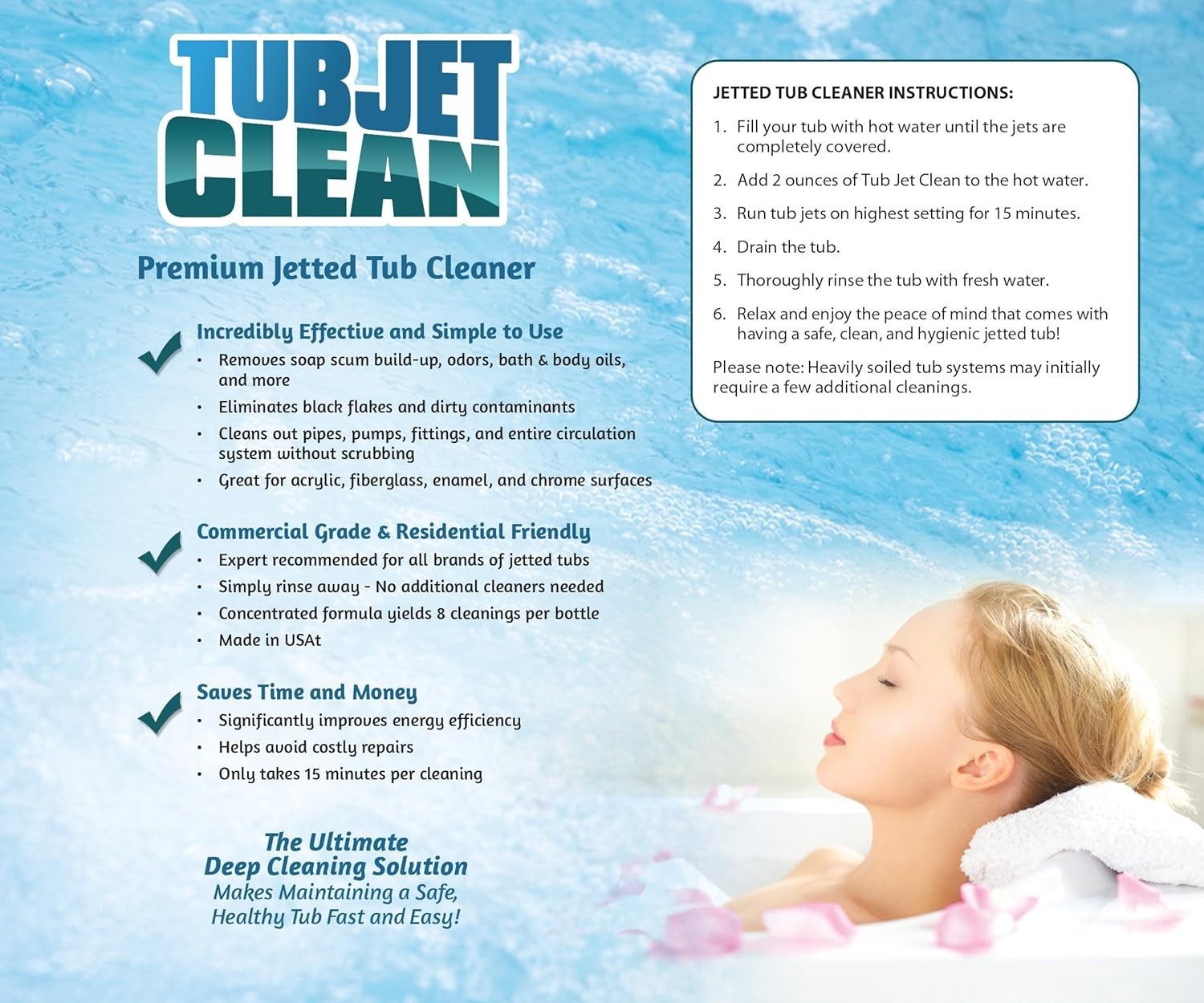 Easy-to-Use Jetted Tub Cleaner – Cleans Hot Tubs and Spas, 8 Cleanings Included