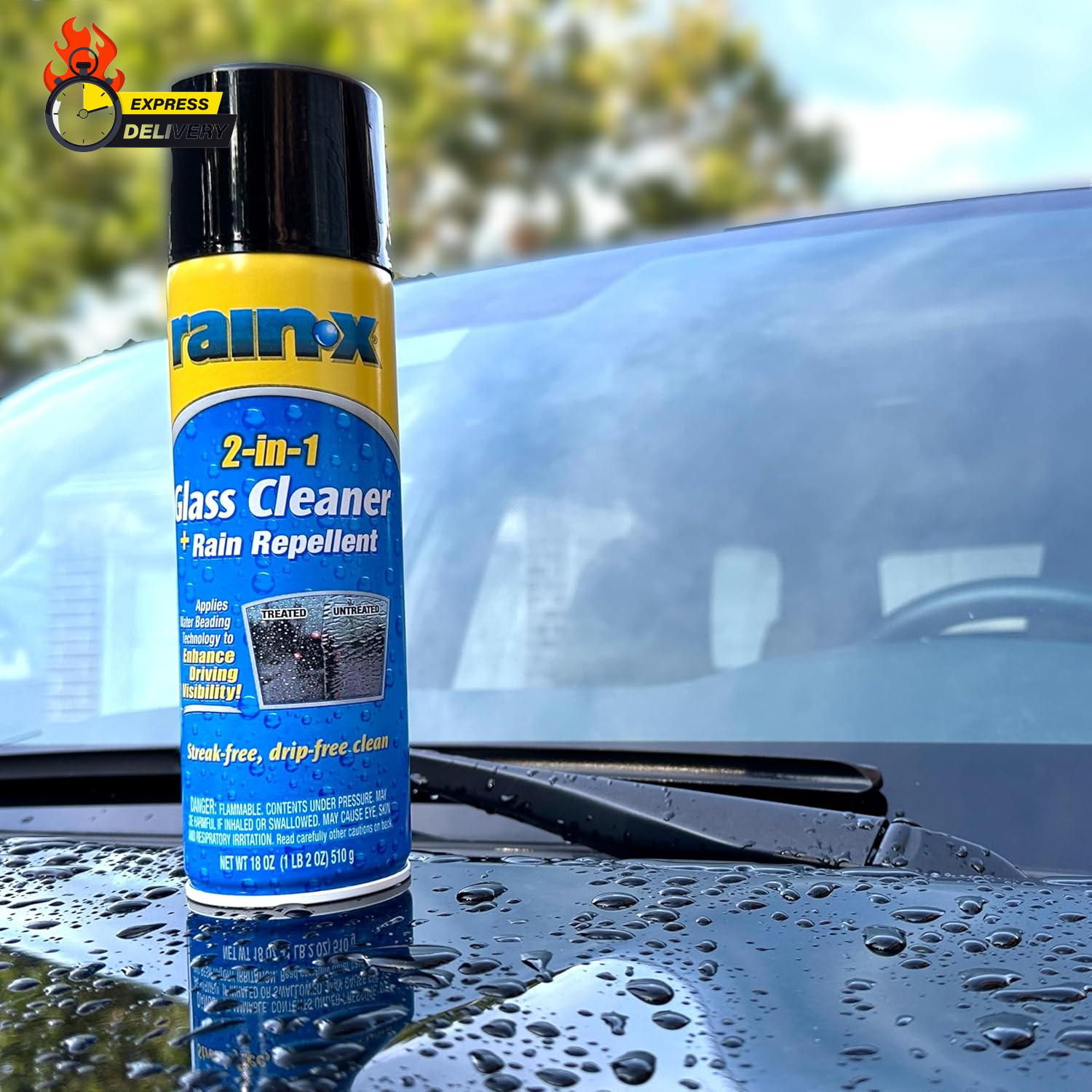 5080233 2-In-1 Glass Cleaner plus Rain Repellent, 18 Ounce , BLUE