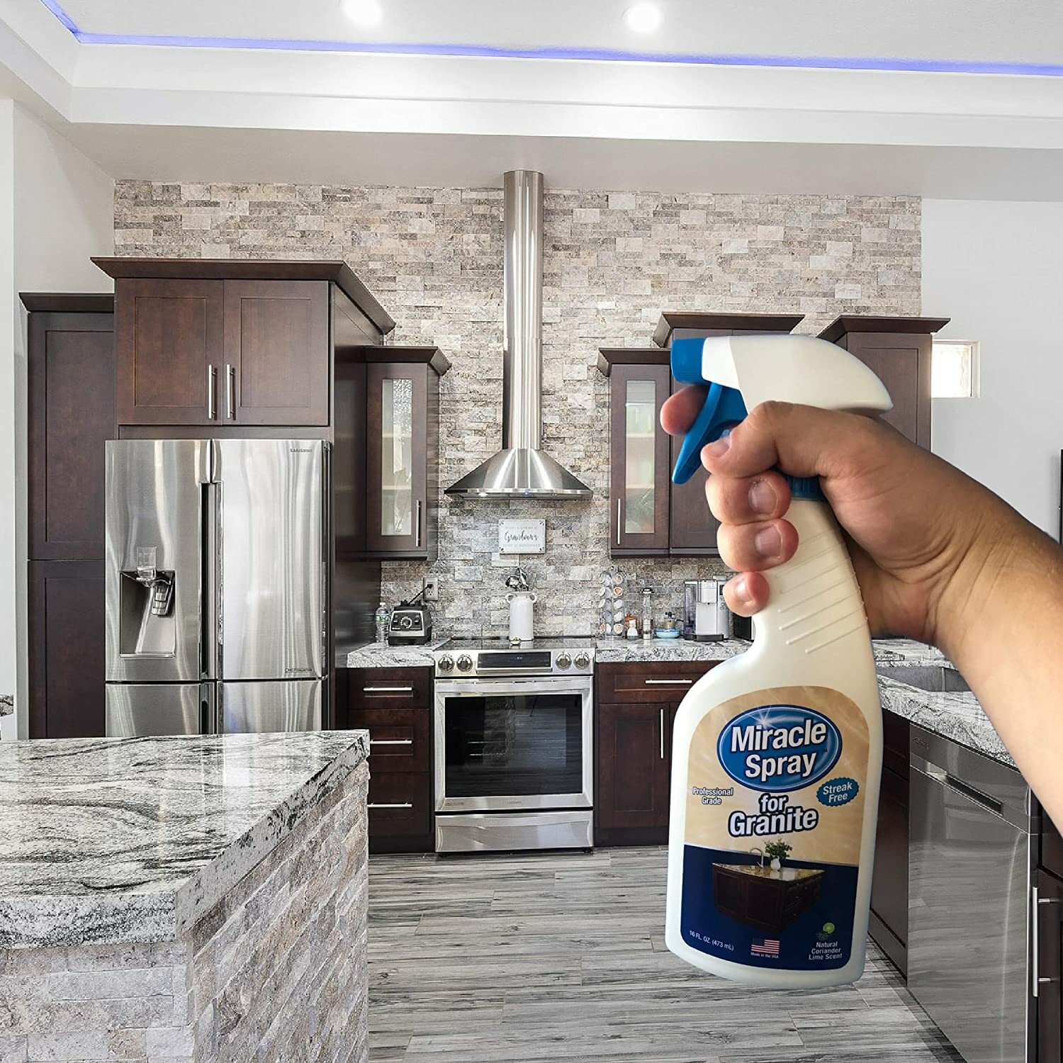 Miracle Brand GRANITE MARBLE STONE TILE Cleaner Streak-Free Shine ~ Lime Spray