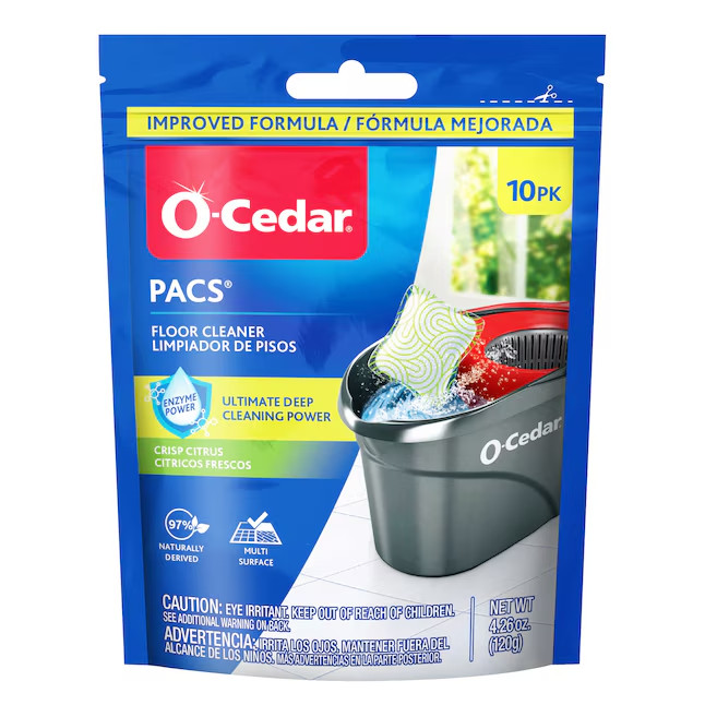 O-Cedar PACS Citrus Packet Floor Cleaner 10 -Count