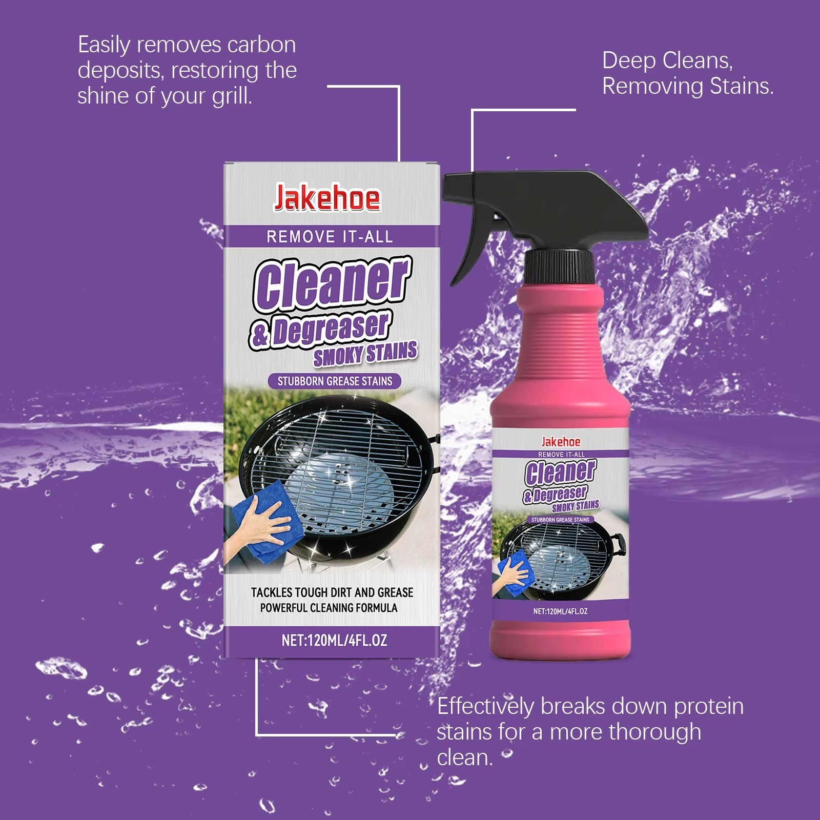 120ML BBQ Grill Cleaner JAKEHOE Powerful Grease & Carbon Deposit Remover