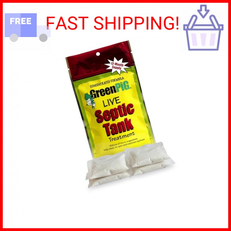 Green Pig Septic Tank Treatment Packets – Septic-Safe Enzyme Treatment for Preve