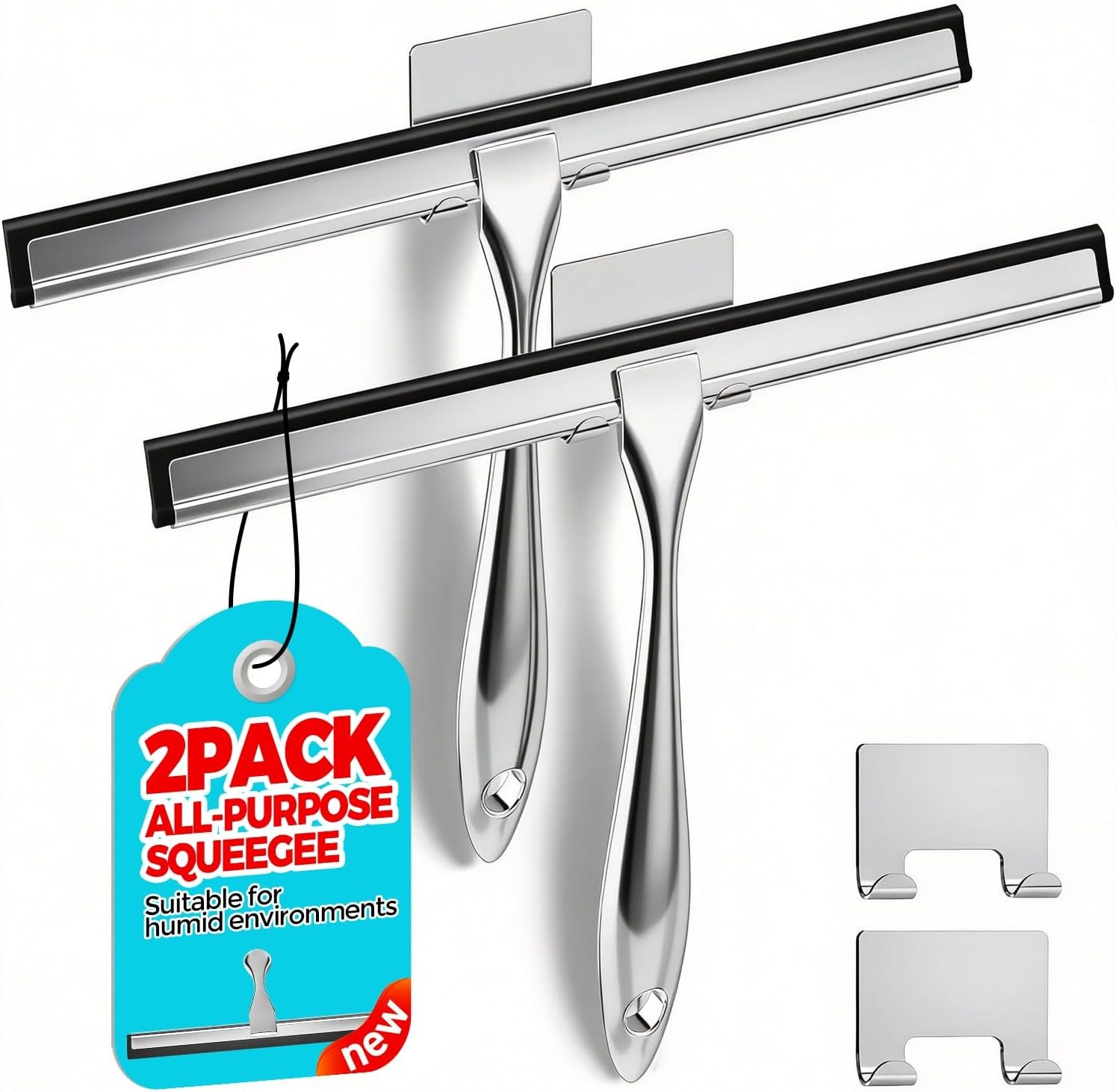 2PACK Shower Squeegee Glass Doors Squeegee Shower Glass，All-Purpose Tile Walls