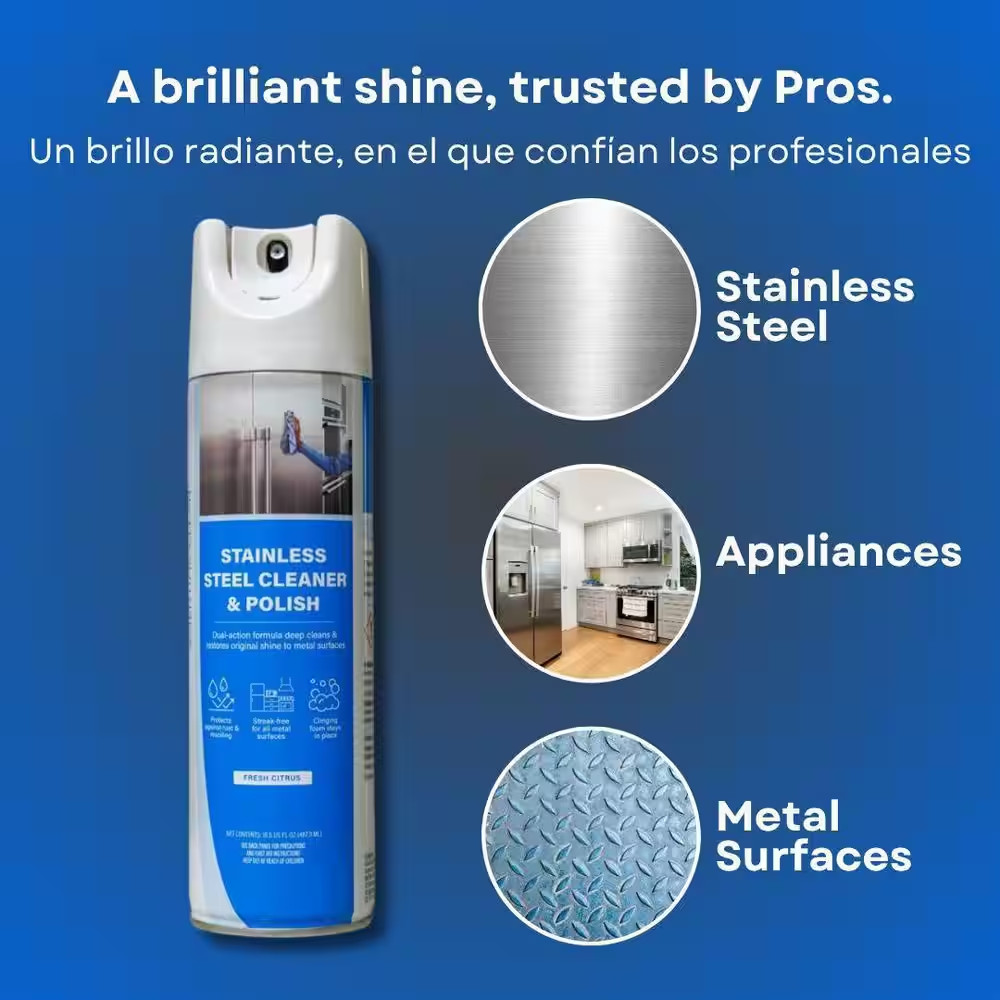 16.5 Oz. Aerosol Spray Stainless Steel Cleaner and Polish
