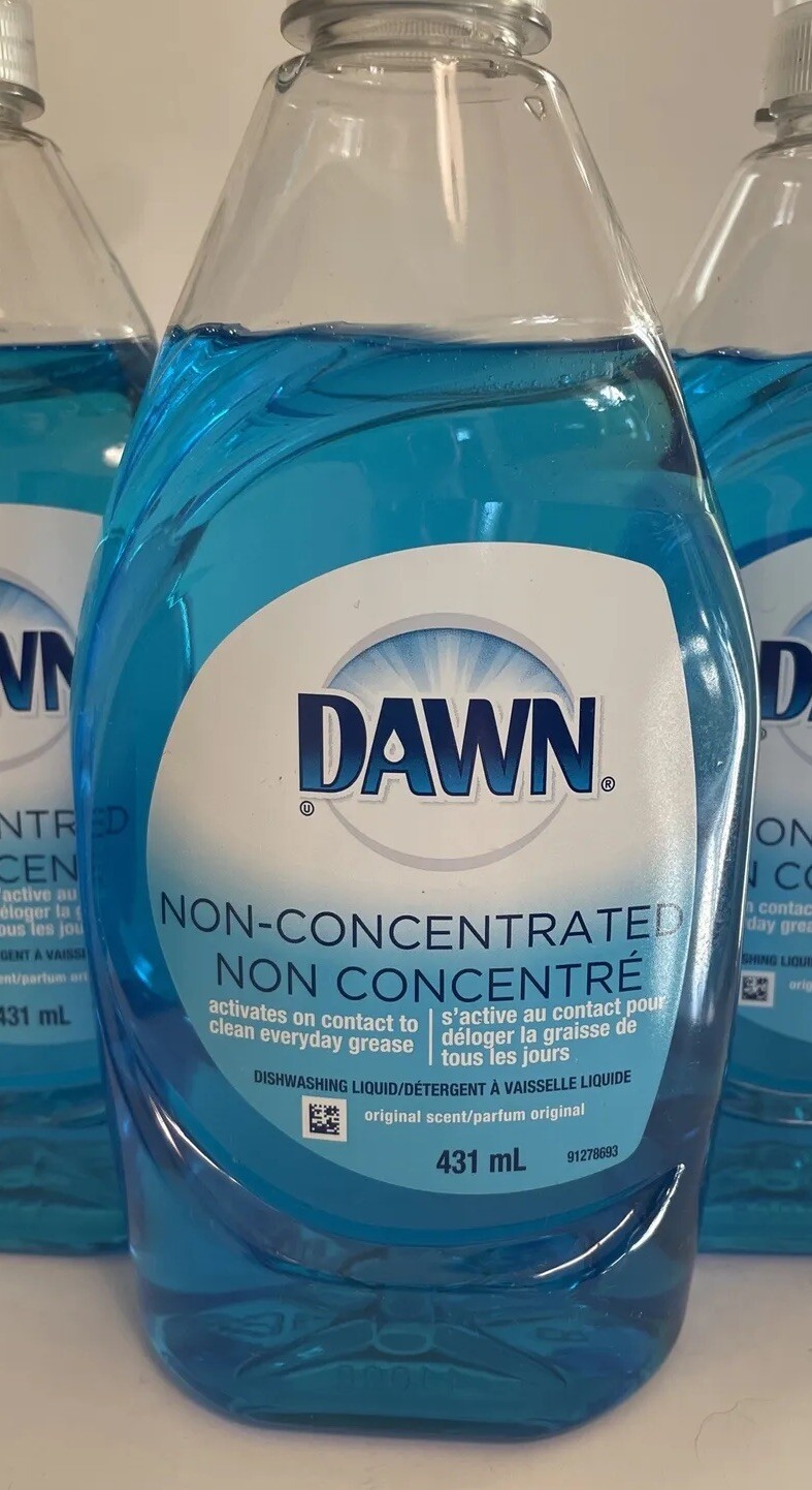 3 Dawn Non-Concentrated Original Scent Dishwashing Liquid 431 ml ea