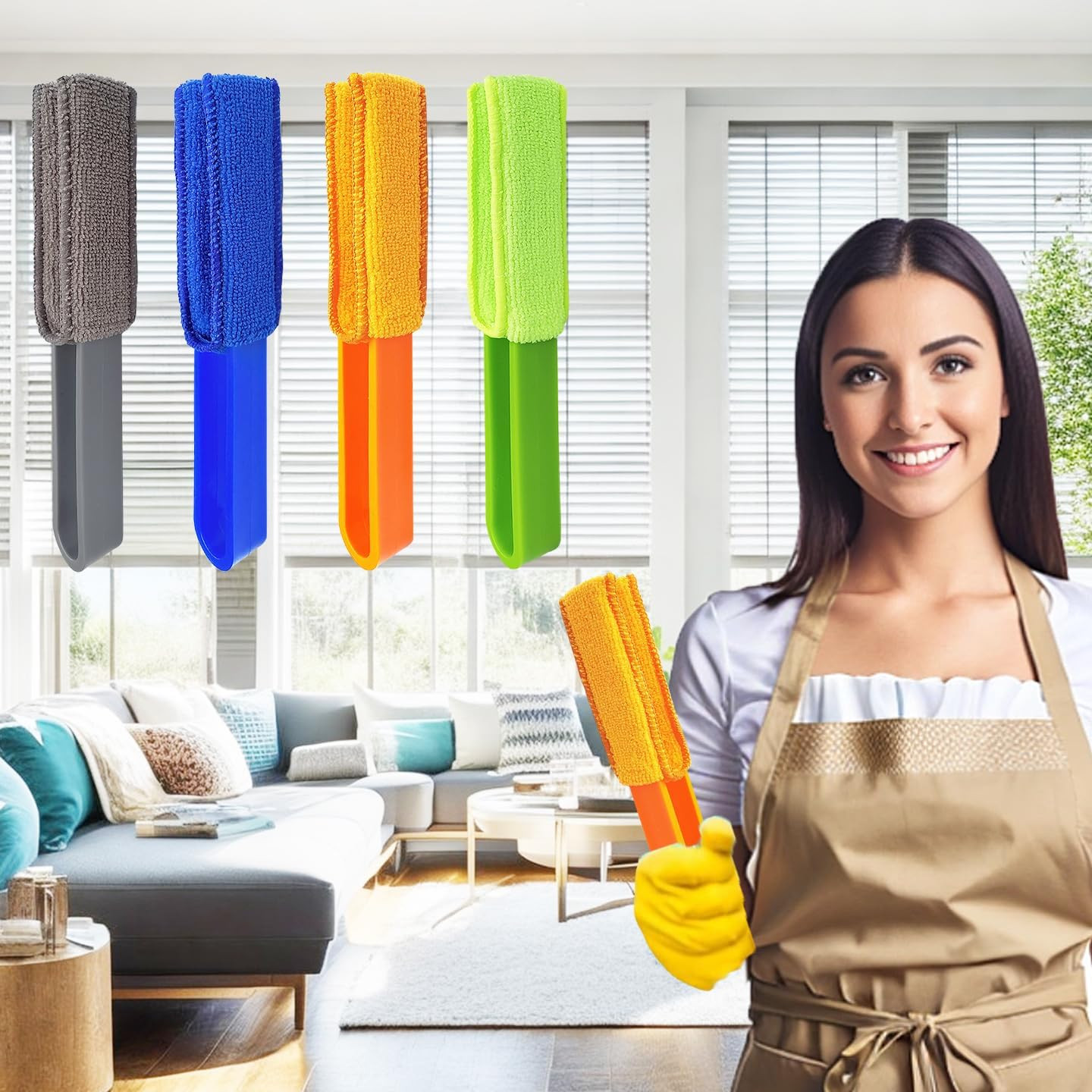 4 Pack Blinds Duster Window Blinds Cleaner 4 Microfiber Sleeves Cleaning Tools