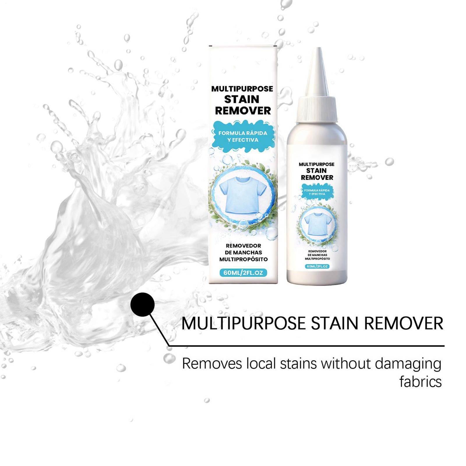 Fabric Stain Remover 60ml Laundry Grease Cleaning Spray Fabric Stain