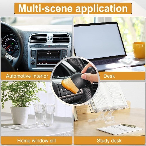 Car Detailing Brushes, Car Interior Dust Sweeping Soft Brush, So Color: Yellow