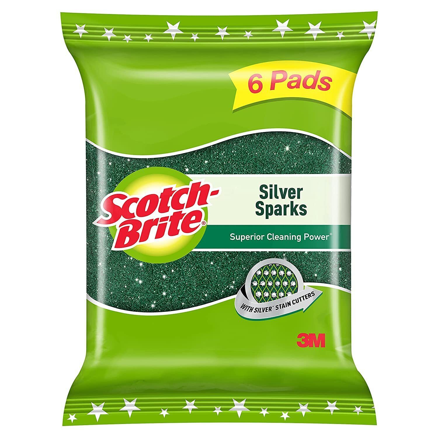 Scotch-Brite Silver Sparks Scrub Pad 2.75×4(Pack of 6) Free Shiping