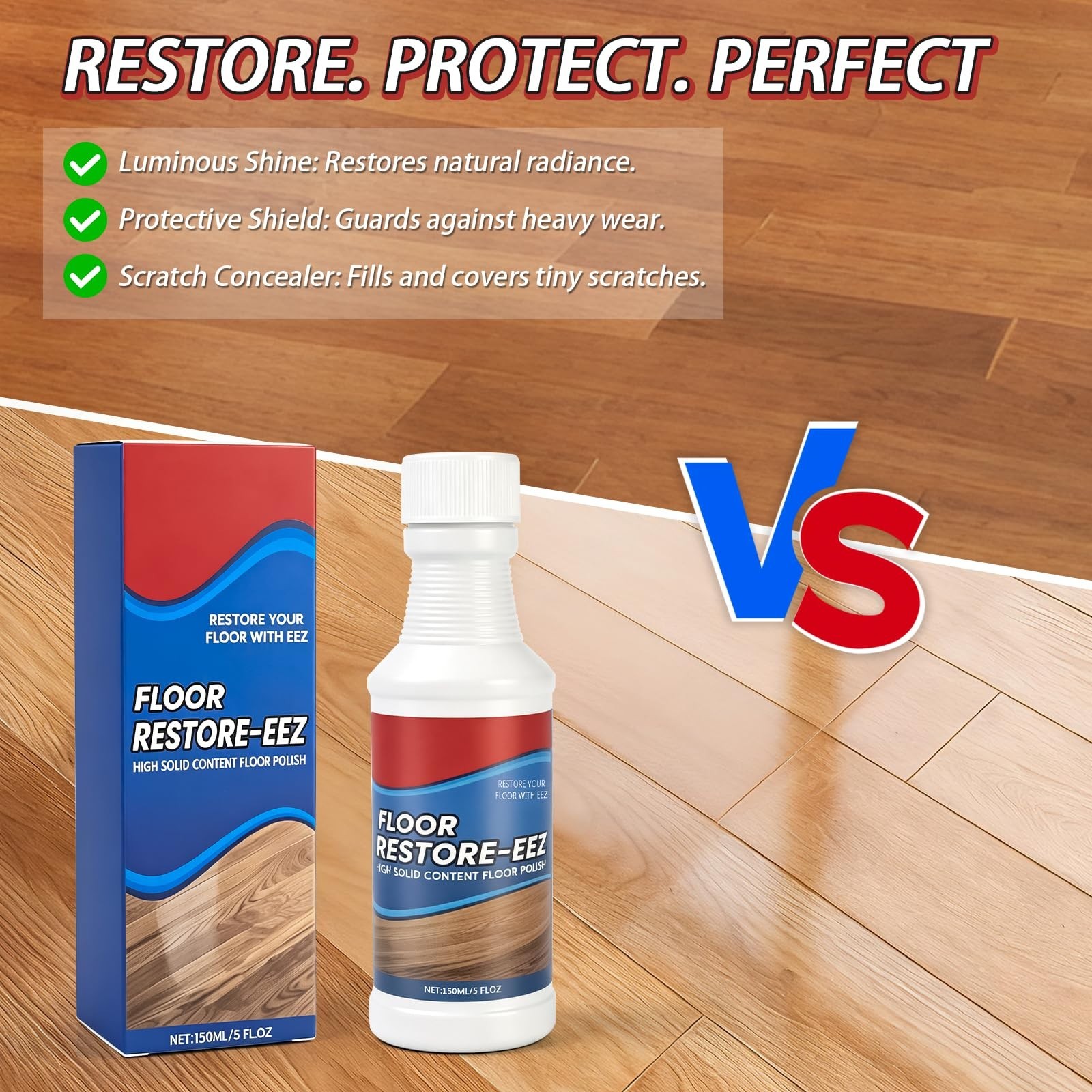 3Pcs Floor Cleaner & Polish, High Solid Shine Renewal, Quick-Drying Tile & Wood