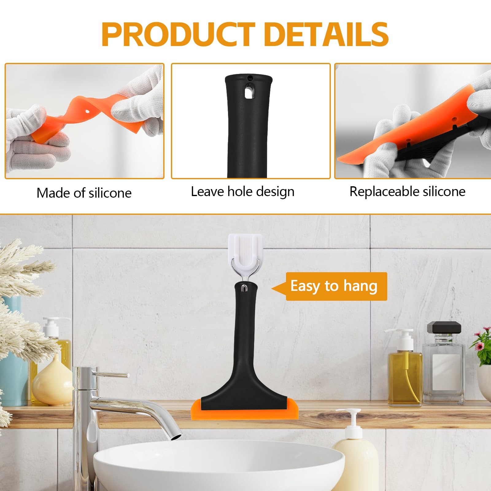 Wuyaoyao 2PCS Silicone Squeegee, Small Squeegee for Car, Automotive Mini Window