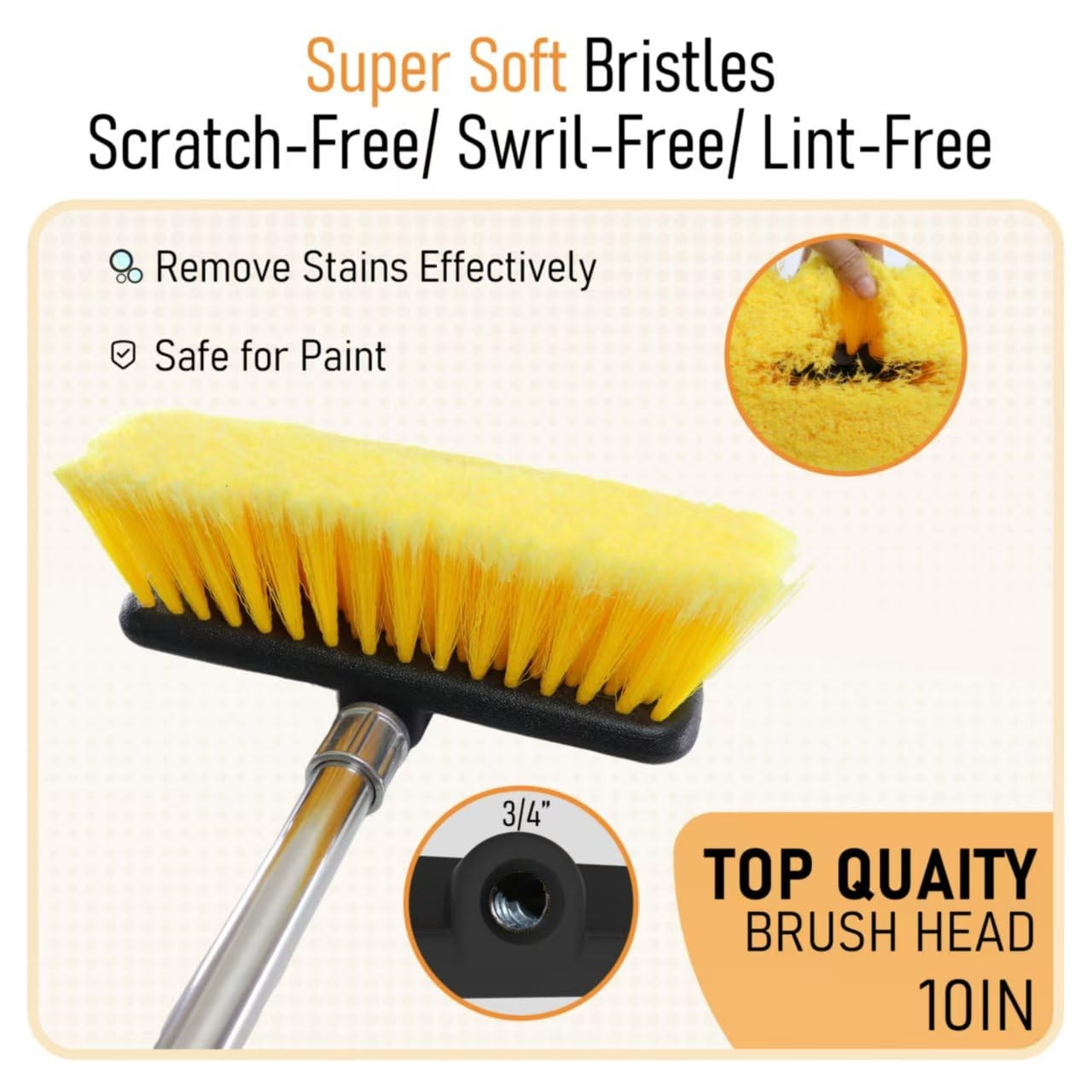 Car Wash Brush with 55″ Long Handle | Car Wash 10″ Dip Soft Brush | No Scratc…