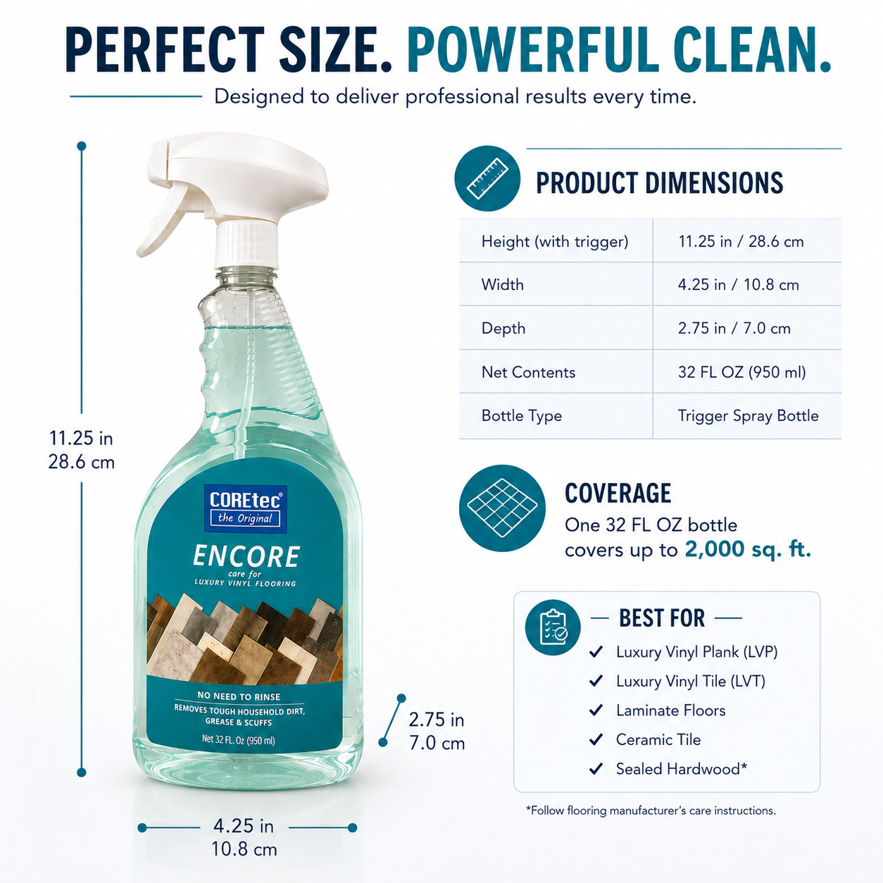 COREtec Encore 32oz Floor Cleaner 4 Pack Luxury Vinyl Hardwood Laminate
