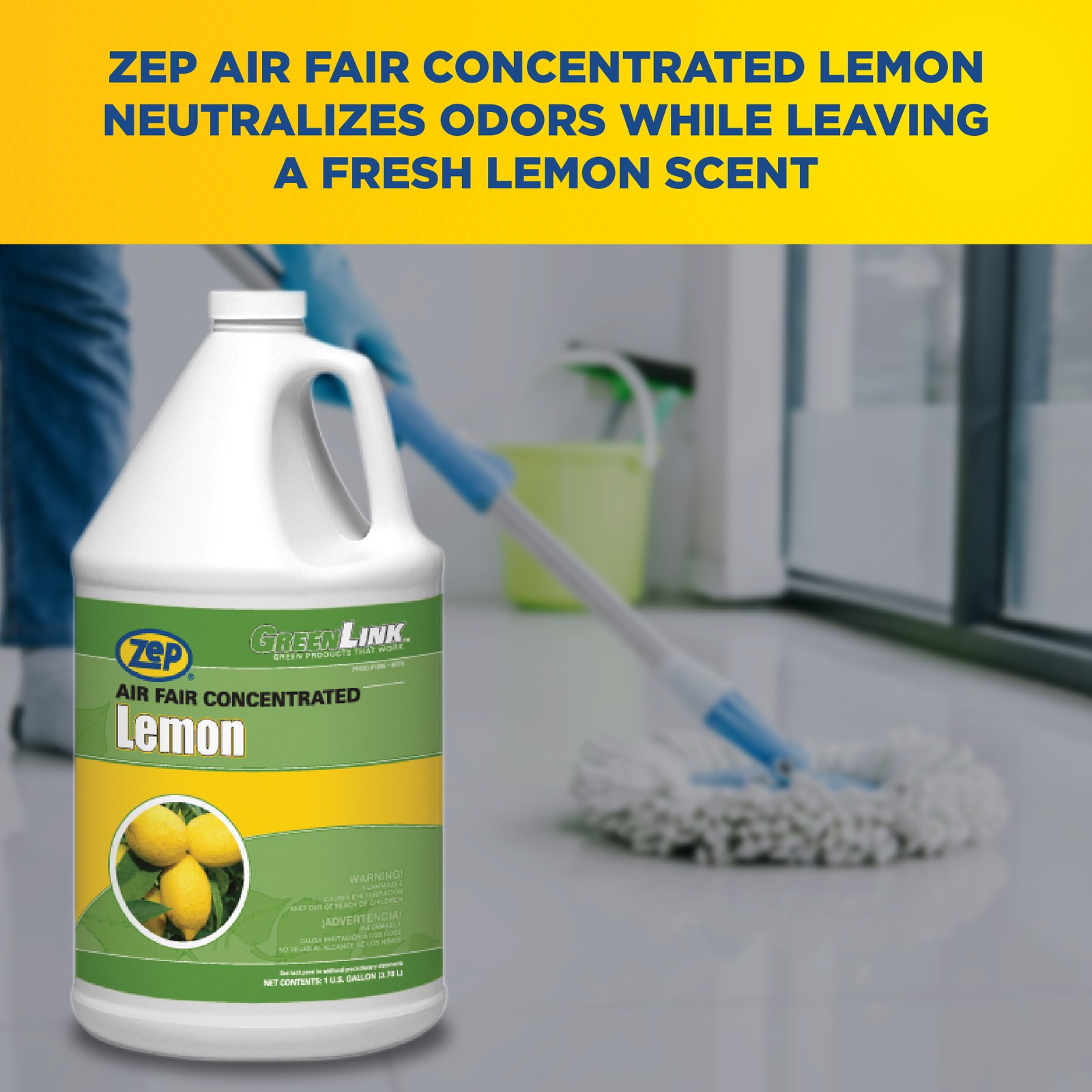 Zep Air Fair Concentrated Lemon Multi-Purpose Odor Counteractant – 1 Gal (Case
