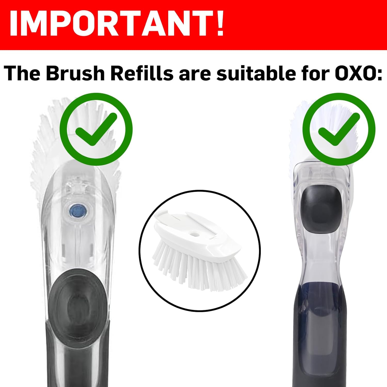 Brush Refills for OXO Dish Brush | 4 Pack Dish Brush Cleaning Soap Dispensing