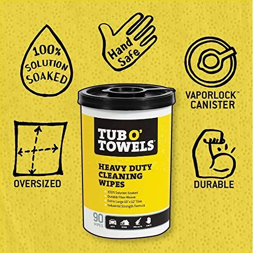 Heavy-Duty Multi-Surface Cleaning Wipes, 10″ x 12″, 90 Count Canister, 6 Pack