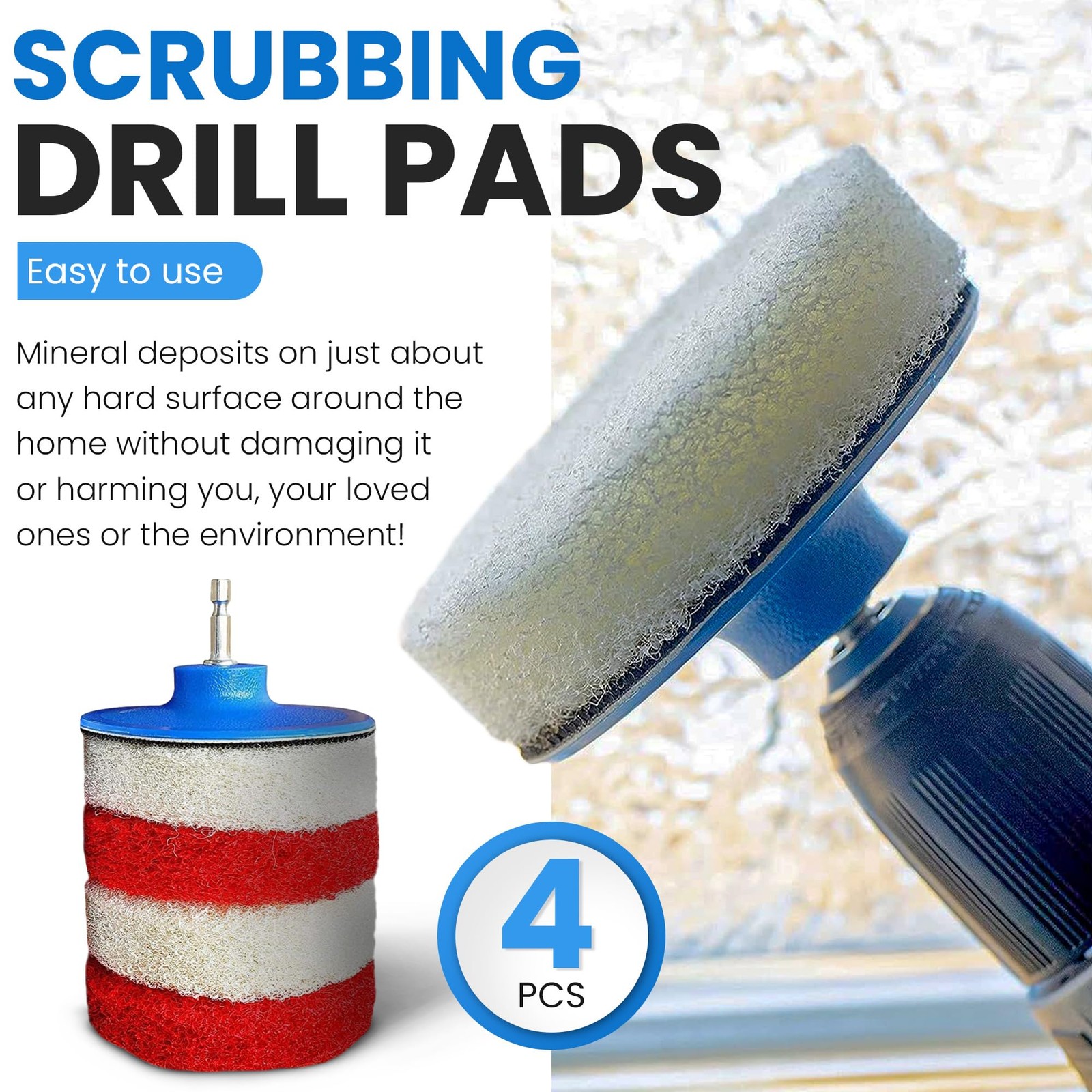 Hard Water Stain Remover for Glass, Tile, Grout – Includes Scrubbing Drill