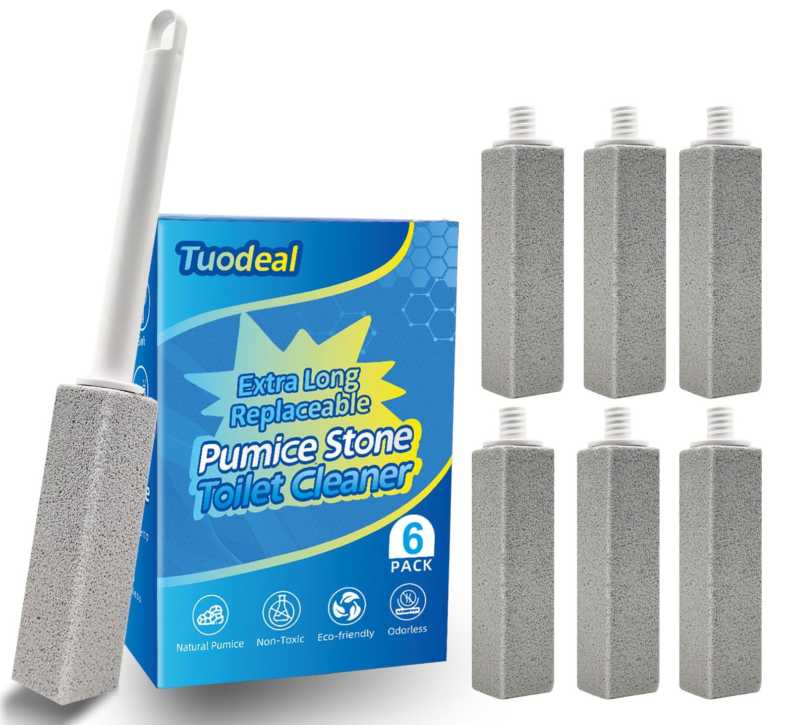 Pumice Stone Toilet Bowl Cleaner with Extra Long Handle – Effortlessly Remove