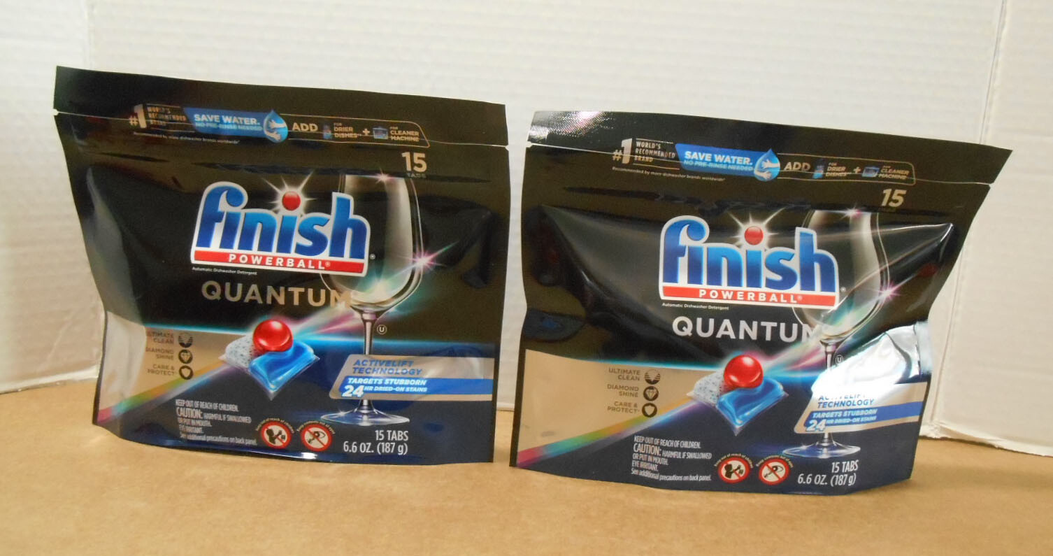 Finish Powerball Quantum 15 Count Dishwasher Detergent Tabs Lot of 2 New