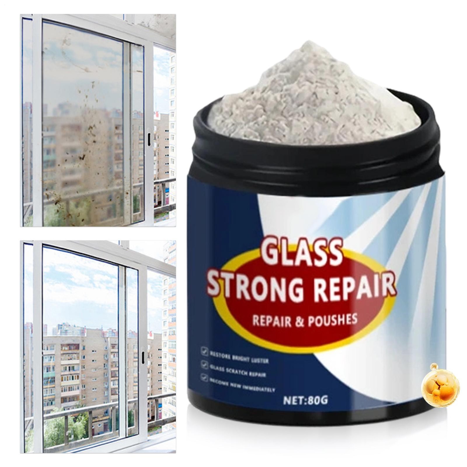 Glass Polishing 80g Repair Window Cleaning Powder Car Window Scratch Remover