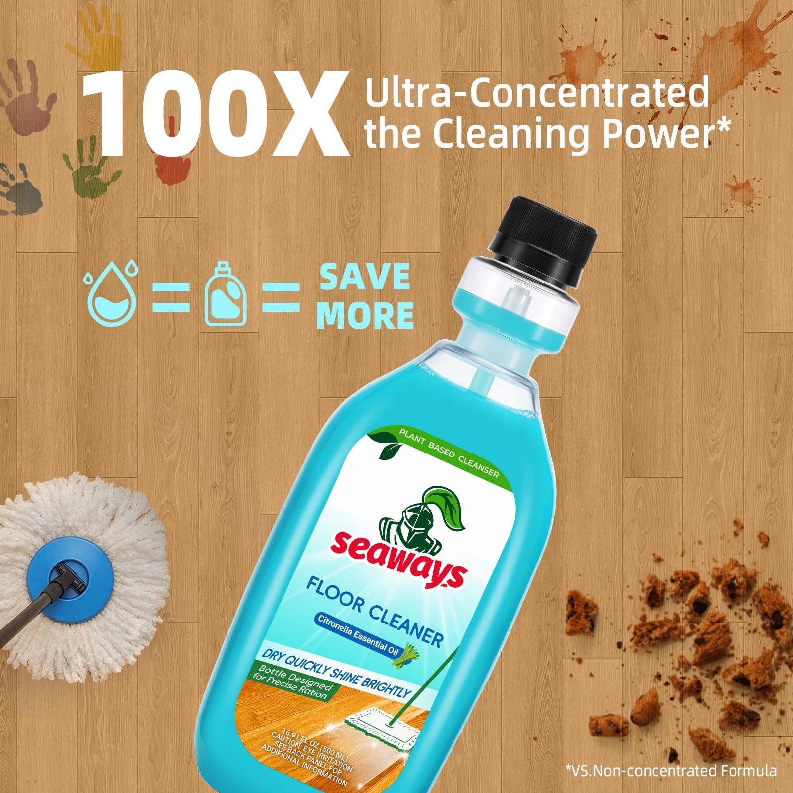 Seaways Plant Based Floor Cleaner 32 oz Citronella Essential Oil Eco Friendly