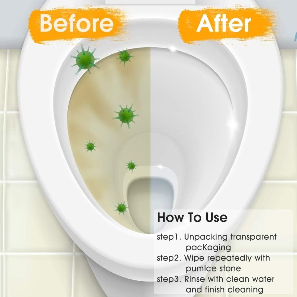 2 Pack Pumice Stone Toilet Bowl Cleaner with Handle, Hard Water Ring Remo