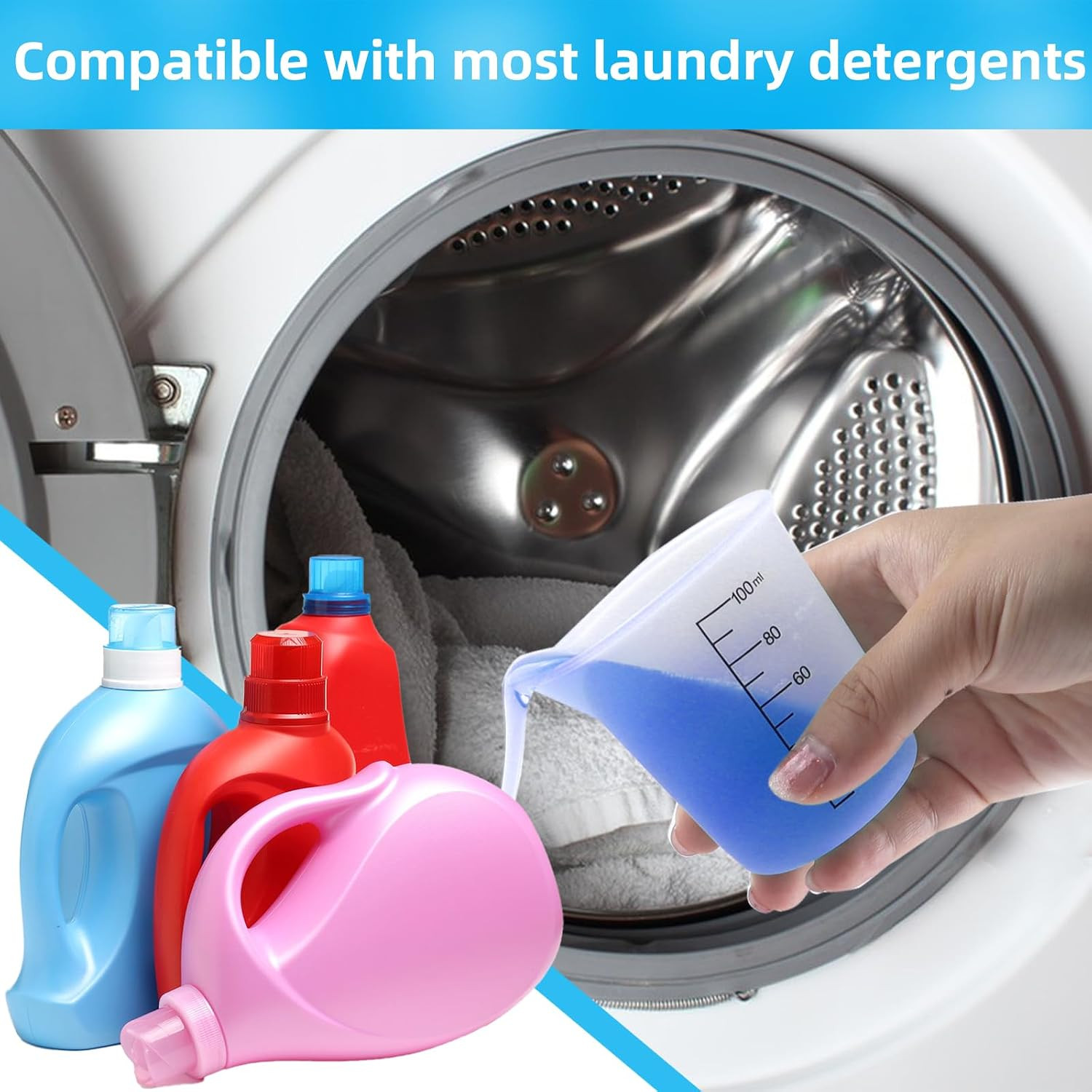 4 Pack Reusable Silicone Measuring Cups,100Ml Laundry Detergent Dispenser,Liquid