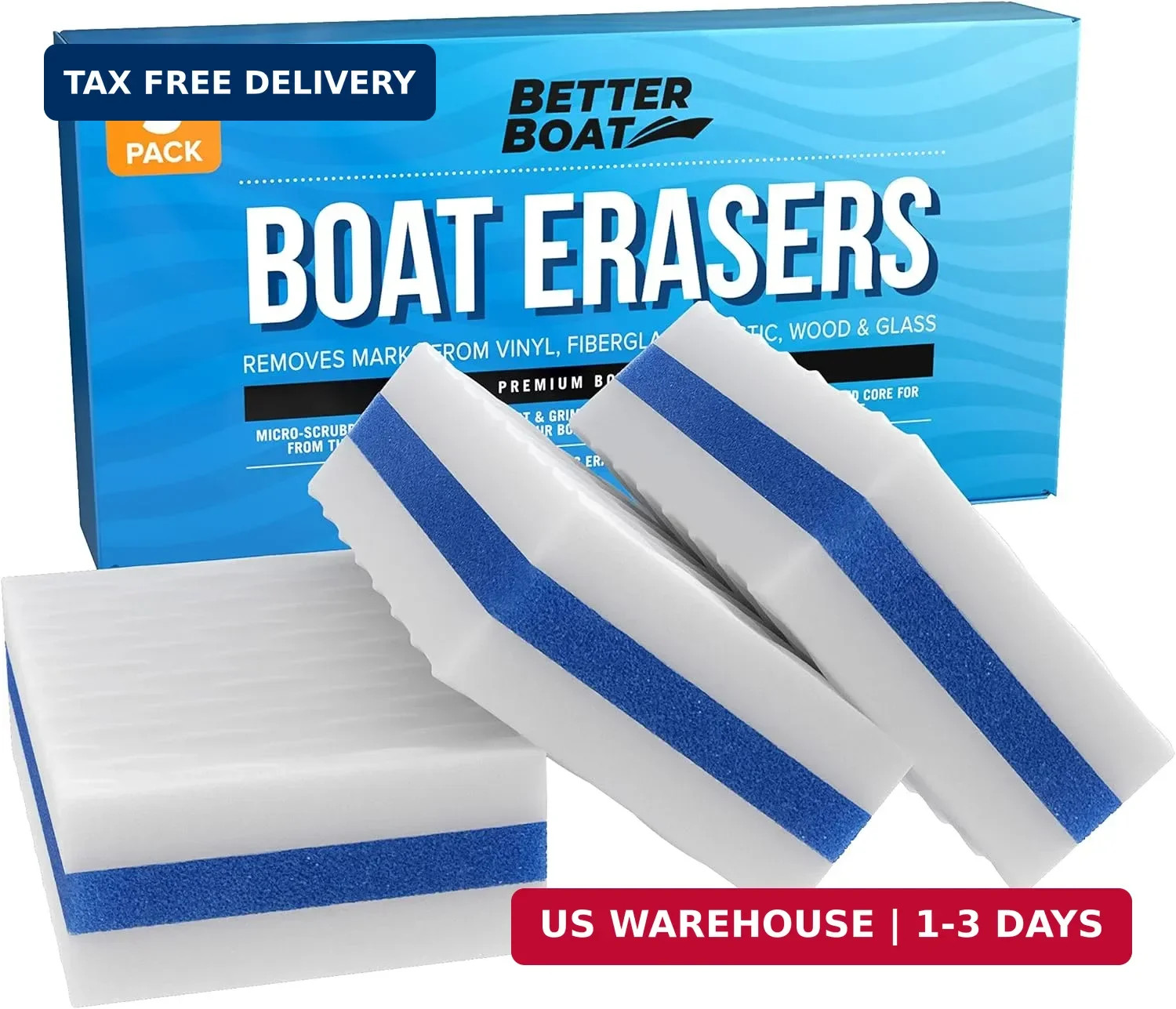 Boat Erasers by Better Boat – Cleaning Sponge for Scuff Marks & Grime, Marine Ac