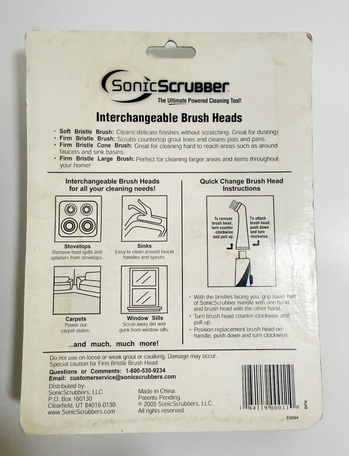 Sonic Scrubber Power Cleaner Kitchen & Household Interchangeable Brush Heads New